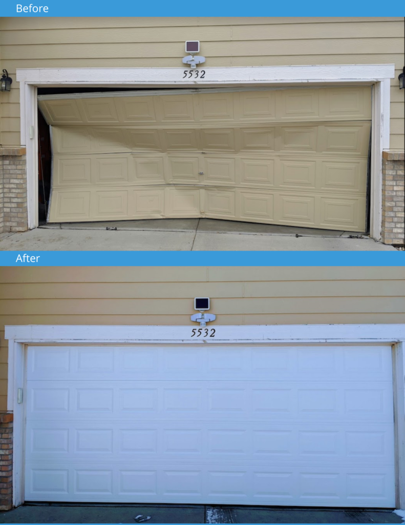 Garage Door Repair before and after.